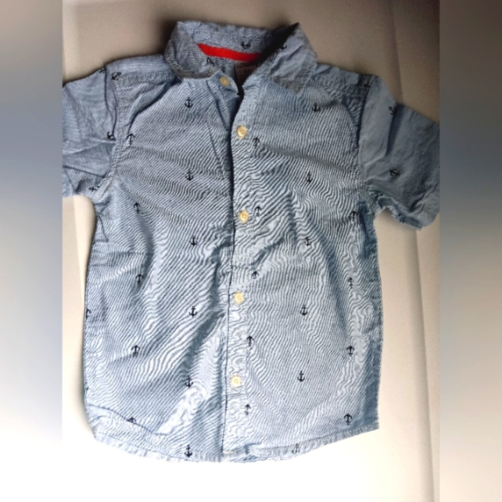 Carter's Light Blue Short Sleeve Anchor Buttondown
